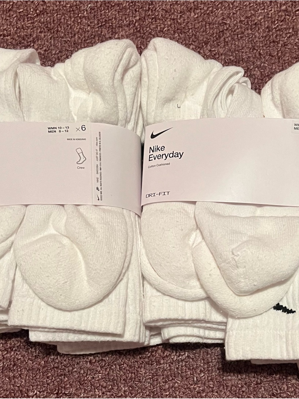 Nike White Everyday Dri-FIT Crew Socks - 6 Pack